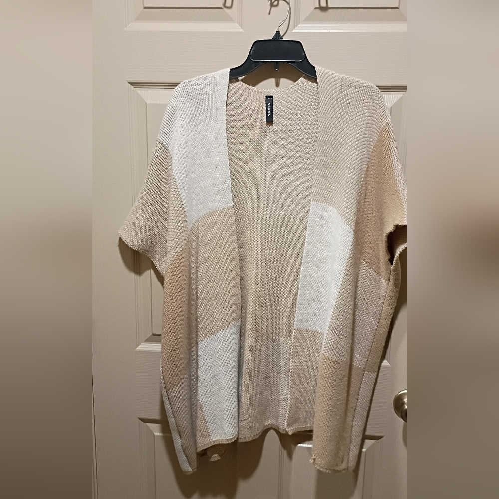 Colorblock Knit Duster Cardigan Short Sleeve Sz M by Venti6 GUC